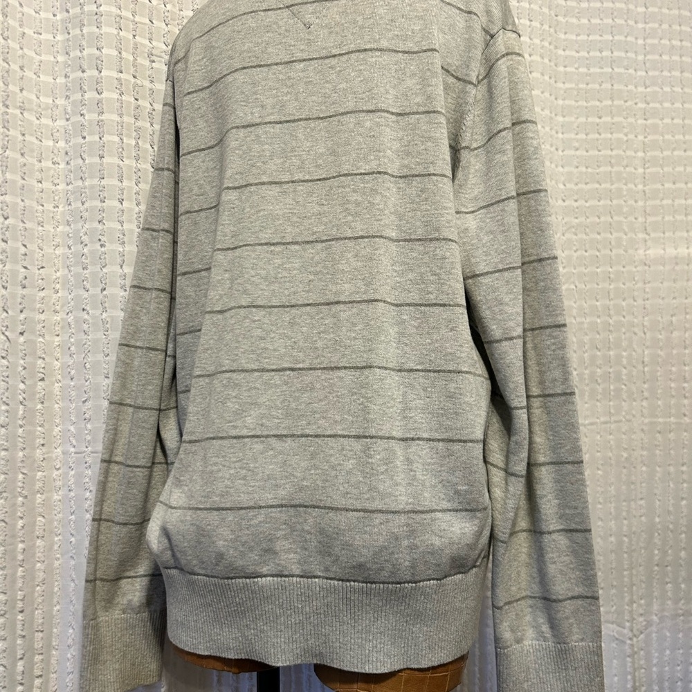 Tommy Hilfiger Mens Gray Striped V Neck Button Up Cardigan Sweater XL - Picture 11 of 11
